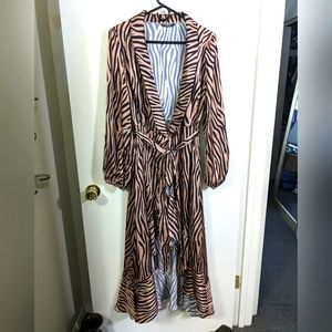 SHEIN zebra print wrap dress/robe
